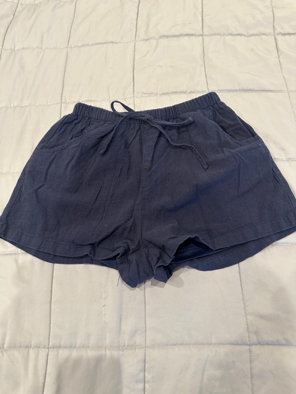 SHEIN Navy Elastic Waist Drawstring Athletic Shorts